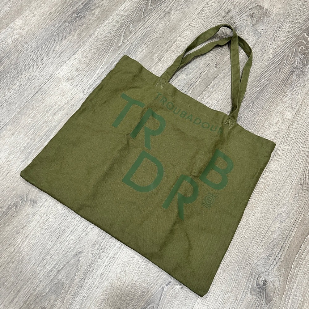 Troubadour TRDR Canvas‎ Tote Bag Olive Green Graphic Logo Large Shopper B Corp